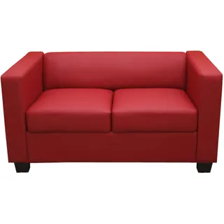 Mendler 2er Sofa Couch Loungesofa Lille ~ Leder, rot