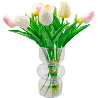 Geometrische Glasvase, Moderne Vasen Hydroponische Glasblumenvase, Tulpenvase Blumenvase Glas, Dekorative Vase für Haus Büro Hochzeit (Heptachrome)