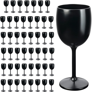 Schramm® Mehrweg Weingläser in schwarz wählbar 6, 12, 24 oder 48 Stück Champagner Glas Sektflöten Sektkelch Stielglas Champagner Gläser Fassungsvermögen, Größe:48 Stück