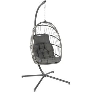 Hängesessel , Anthrazit, Grau , Textil , 95x196x95 cm , wetterbeständig, rostfrei , Gartenmöbel, Gartenschaukeln, Hängesessel