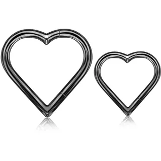 Longbeauty 2 Pcs Ohrpiercing G23 Titan Klicker Nasenring Knorpel Ohrring Segmentring Daith Conch Tragus Helix Septum Herz/Mond, 8MM/10MM, 1.2mm Schwarz, Stil A