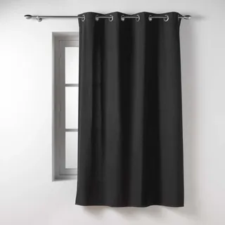 Douceur d'Intérieur Twily Ösenvorhang (135 x 180 cm), Schwarz, Baumwolle/Recycling-Polyester