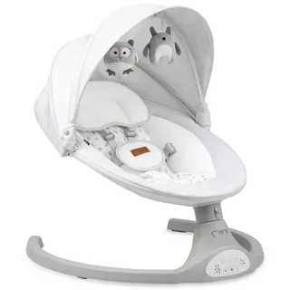MOMI KENANI Babywippe für Kinder bis 9 kg, klappbar, mit Fernbedienung & Bluetooth zum Verbinden mit Smartphone, Batterie- oder Stromanschluss, mit 5-Punkt-Sicherheitsgurt, Sonnenschutz, Insektennetz