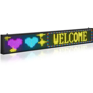Vevor programmierbare LED Zeichen P10 Vollfarbe flexibles digitales Scrolling Panel, DIY Anzeigetafel mit benutzerdefiniertem Textmuster und GIF & Bluetooth App Steuerung (1310 x 190 x 55 mm)
