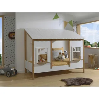 Vipack Hausbett Babs 90 x 200 cm Kiefer massiv weiß