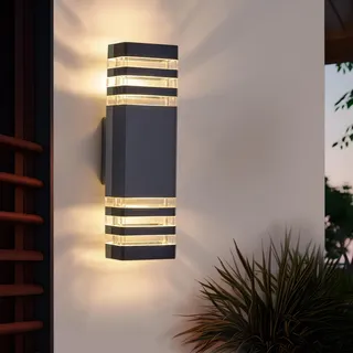 CELAVY LED Aussenlampe Wand Außenleuchte Außenlampe Anthrazit, IP65 Up Down Wandleuchte aussen Wandlampe außen, GU10 3000K Aussenleuchte Ausenbeleutung Aussenbeleuchtung Hauswand Terrasse Haustür
