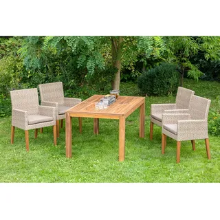 Merxx Ranzano Set 5-tlg. Ausziehtisch 200 x 90 cm beige