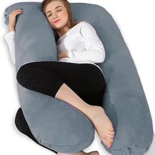 Chilling Home Schwangerschaftskissen, U Form Seitenschläferkissen mit Bezug U Kissen Stillkissen groß Lagerungskissen, Kissen für Frauen und Seitenschläfer(Schwarz Blau)