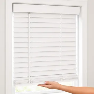 CHICOLOGY Jalousien aus Kunstholz, Fensterrollos, Holzjalousien, Fensterblenden, Fensterbehandlungen, Jalousien und Schattierungen, Fensterblenden für Zuhause, Holzjalousien, Weiß, 55,9 cm B x 213,3