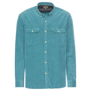 camel active Herren Langarm Hemd in Regular Fit aus Cord Blau, Menswear-XL