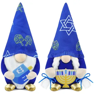 Gehydy Weihnachtswichtel Chanukka Dekoration 2er Set Hanukkah Wichtel Figuren Bauernhaus Decorations Zubehör für Home Küche - Blau