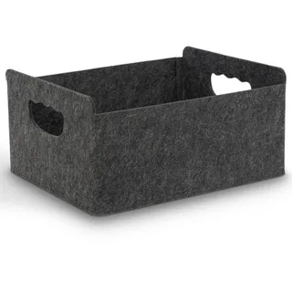 BEHONA Filzkorb Aufbewahrungskorb aus Filz, Organizer Box für Schrank & Regal, Faltbarer Aufbewahrungskorb, Filzbox für Zuhause und Büro, Schwarz (1 Stück)