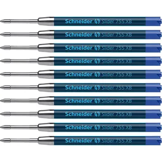 Schneider Slider 755 Kugelschreibermine (ViscoGlide-Technologie, dokumentenecht, XB = Extrabreit) 10er Packung, blau