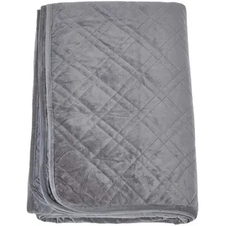 Homescapes Tagesdecke Samt 200/200 cm, geometrisch gemustert , Grau , Textil , Grafikmuster , Quadratisch , 200x200 cm , Heimtextilien, Bettwäsche & Leintücher, Tagesdecken