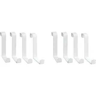 WENKO Türhaken 4er Set, Garderobenhaken für die Tür in Bad oder Küche, 7,6 x 1,2 x 6 cm, weiß matt (Packung mit 2)