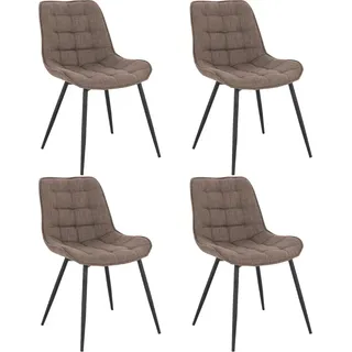 HOME DELUXE - Polsterstuhl IKALO 4er Set - Farbe: Grau / Braun - weiche Polsterung, bis 120 kg belastbar I Küchenstuhl Speisestühle Esszimmerstühle - Grau