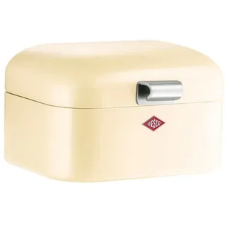 Brotkasten WESCO "Mini Grandy", braun (mandel), B:18cm H:12cm, Lebensmittelaufbewahrungsbehälter, Brotkasten, Metallscharniere, Gummistopper, Lüftungsloch / Griff, 2 L