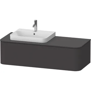Duravit Happy D.2 Plus Konsolenwaschtischunterbau wandhängend, 1300x550 mm, 1 Auszug, für Aufsatzbecken Position links, HP4942L80800010, Farbe: Graphit Supermatt Dekor mit Innenbeleuchtung