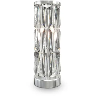 Tischlampe Tischleuchte Kristall 58 cm hoch B: 20 cm 2x E14 in Chrom Art Déco