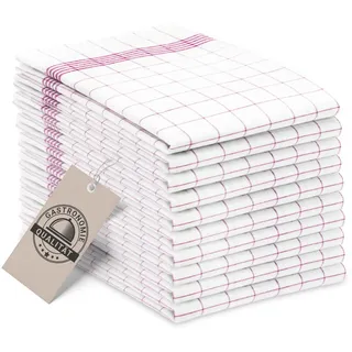 ZOLLNER 10er Set Geschirrtücher Baumwolle in 50x70 cm - super saugstarke und langlebige Küchentücher - waschbar bis 95°C – in rot weiß kariert - Gastronomiequalität - Oeko Tex® Zertifiziert
