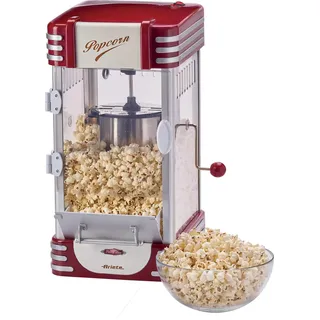 Ariete Popcornmaschine mit Antihaft-Korb mit Mischklinge. Korbkapazität 700 g. Rot