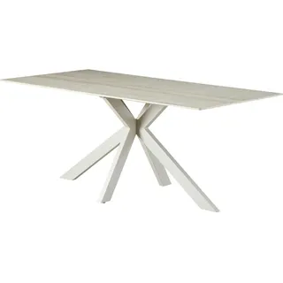 Mid.you Esstisch , Beige , Metall, Keramik , rechteckig , Flachrohr , 90x76x180 cm , Esszimmer, Esstische, Esstische Keramik