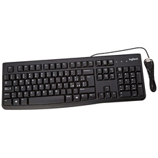 Logitech K120 Kabelgebundene Business Tastatur für Windows und Linux, USB-Anschluss, Leises Tippen, Robust, Spritzwassergeschützt, Tastaturaufsteller, Italienisches QWERTY-Layout - Schwarz