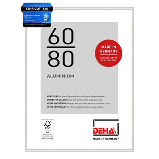 DEHA Design Bilderrahmen, 60 x 80 cm, Aluminium, Silber glanz, Posterrahmen zum Aufhängen im Hoch- & Querformat, bruchsicheres Kunstglas, Boston