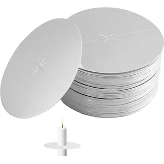 80 Stück Tropfenfänger für Kerzen, Papier Tropfschutz 8 cm, Wachsplättchen für Kerzen befestigen, Wachsstopper für Stab- und Spitzkerzen, Ideal für Heimtempel, Feste, Gottesdienste