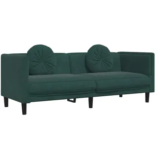 vidaXL Sofa mit Kissen 3-Sitzer Dunkelgrün Samt