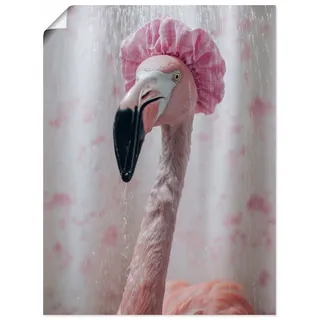 Artland Wandbild "Flamingo unter der Dusche" 1 Stk. tlg. als Alubild, Leinwandbild, Poster, Wandaufkleber in verschied. Größen, farbe bild(er): pink