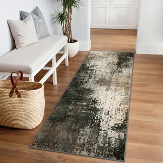 BEIMO Moderner Läufer Teppich 80x200 cm, Waschbar & rutschfest | Abstrakt Design, Kurzflor Klein Carpet, Rutschfest, Für Eingang, Flur und Bettvorleger Schlafzimmer, Pflegeleicht
