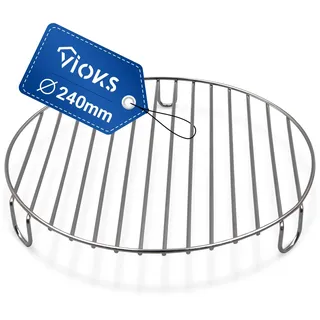 VIOKS Grillgitter Rund 240mm Ersatz für DeLоnghi 5512510181 Grillrost Edelstahl - Grillrost Rund Kohlegrill Edelstahl Ofenrost Rund & Kuchengitter Abkühlgitter