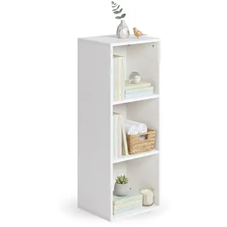 FurnitureR 3-stufiges Standregal, Würfelregal mit 3 offenen Fächern, schlankes Aufbewahrungsregal für Wohnzimmer, Arbeitszimmer oder Flur, Weiß