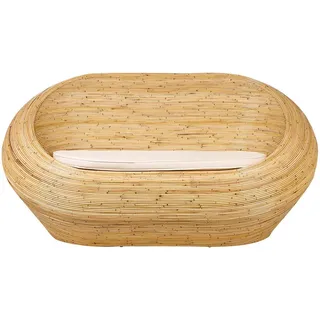 Beliani Gartensofa 2-Sitzer Naturfarben Maiori , Naturfarben, Beige , Naturmaterialen , 180x88x110 cm , Gartenmöbel, Loungemöbel, Gartensofas & Loungesofas