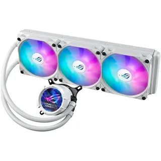 Asus ROG Strix LC III ARGB LCD White All-in-One Flüssig-CPU-Wasserkühlung (2,1 Zoll IPS-LCD Display, Aseteks Gen7 v2 Pumpe, 3x ROG ARGB-Lüfter, 2200 RPM, 3.92mm H2O, 70,38 CFM, 0dB Technologie, weiß)