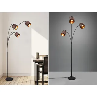 Ausgefallene LED Stehlampen Wohnzimmer, Lampenschirme Stoff mehrflammig golden - Taupe, Gold