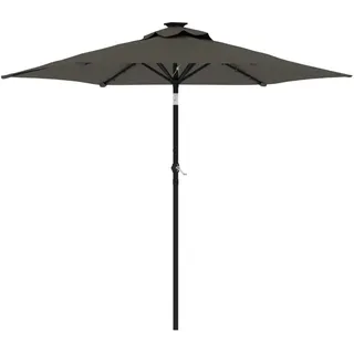 vidaXL Sonnenschirm mit LED und Stahlmast Anthrazit 225x225x212 cm - Grau
