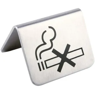 APS Tischaufsteller rauchen verboten", Tischschild, beidseitige Aufschrift, 5,5 x 5 cm, Höhe 3,5 cm, Edelstahl, mattiert