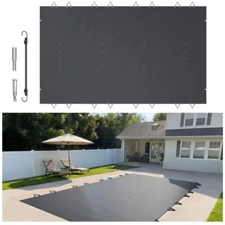 VEVOR Pool-Sicherheitsabdeckung passt für 18x36ft rechteckige Schwimmbecken, Sicherheits-Poolabdeckung mit Entwässerungslöchern, Netz-Solid-Poolabdeckung für Schwimmbäder, Winter-Sicherheitsabdeckung, grün, 3.5x6 m-Kohle Schwarz - Grün
