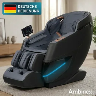 BRAST Ambiness Massagesessel Relaxsessel NALA | 42 Massageprogramme | deutsche Bediensprache | Zero Gravity-Funktion | 3D-Massagetechnologie Ganzkörpermassage + Wärmefunktion | Schwarz