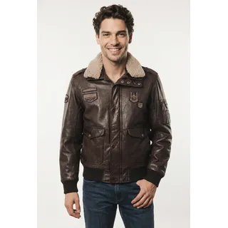 Mauritius Lederjacke "MMCruise" mit abnehmbarem Fellkragen, schwarz braun