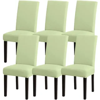 Sufdari Stuhlhussen 6er Set Grün, Stretch Esszimmer Stuhlbezug für Esszimmerstühle, Abnehmbarer Waschbarer Spandex Stuhlüberzug für Küchenstühle,Hotel, Bankett (Grün, 6 Stück)