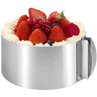 WOKICOR Tortenring Verstellbar 16-30cm, Hoch Tortenring 8,5cm Rostfreier Edelstahl, Formstabile Tortenform Stabiler Backrahmen für die mühelose Zubereitung von Kuchen, Schichttorten und Torten