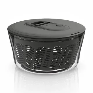 Zyliss Klassisch Easy Spin Salatschleuder Klein 3,5 L, Seilzug & Stopptaste | Kunststoff, Ausgießer, AquaVent Technologie, Rutschfestem Boden, BPA-frei, Spülmaschinenfest, Grau, 23 cm