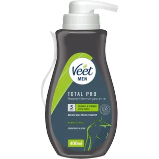 Veet Men Haarentfernungscreme für Oberkörper & Beine - Enthaarungscreme für Männer, Haarentfernung in 5-10 Minuten - 400 ml Spender inkl. Spatel