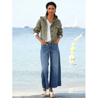 Jeansblazer HEINE "Jeans-Jacke", Damen, Gr. 46, khaki, 63% Baumwolle, 35% Lyocell, 2% Elasthan, Blazer Jeansblazer