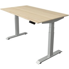 Bild von Move 4 elektrisch höhenverstellbarer Schreibtisch ahorn rechteckig, T-Fuß-Gestell silber 140,0 x 80,0 cm