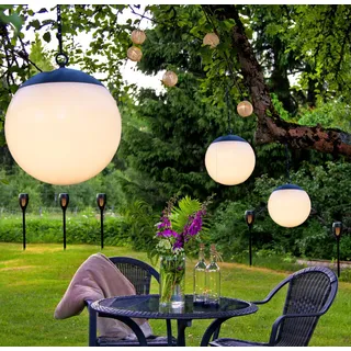 Star Trading LED Solar-Hängeleuchte ,Globus‘, Dämmerungssensor, outdoor, warmweiß, 20cm