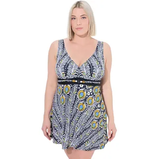 Ulla Popken Damen große Größen Übergrößen Plus Size Badekleid, Amber, Perlendetail, Peacock